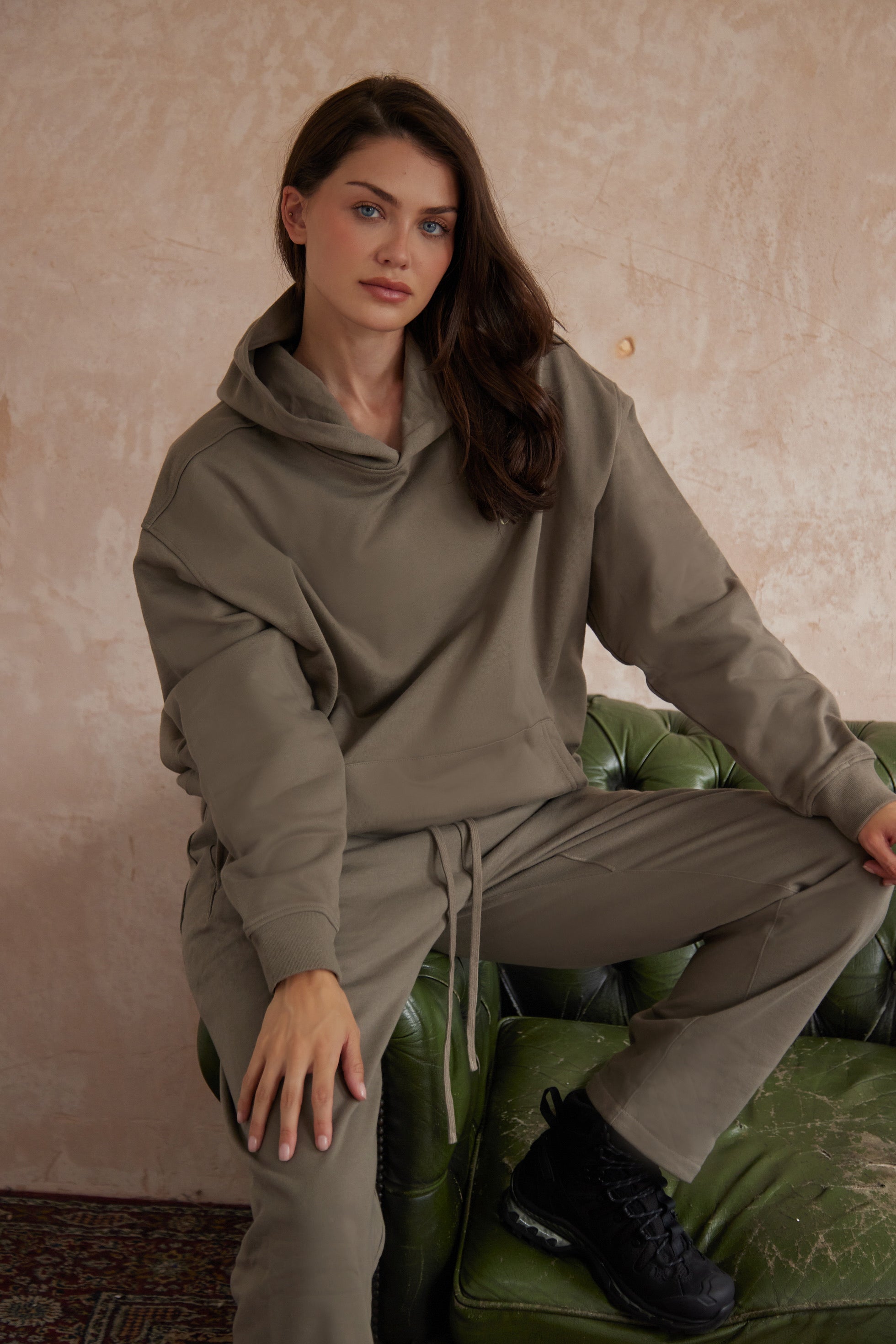 Oversized Hooded Sweat - Khaki